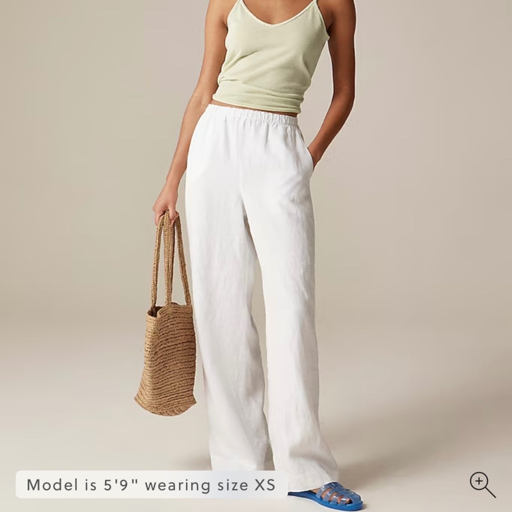 J Crew linen wide leg pants in white NWT